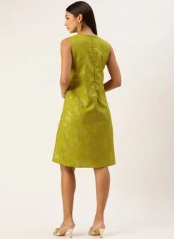 Olive Green Rayon Print Dress After Six Wear 11 Olive Green Rayon Print Dress After Six Wear -Indo Clothing Shop Olive Green Rayon Print Dress DRBS02212506 b