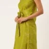 Olive Green Rayon Print Dress After Six Wear