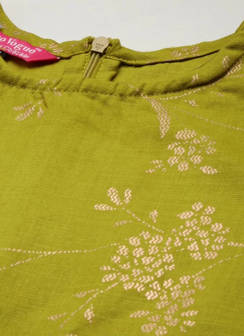 Olive Green Rayon Print Dress After Six Wear 5 Olive Green Rayon Print Dress After Six Wear - Image 5