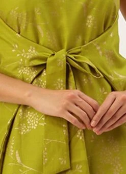 Olive Green Rayon Print Dress After Six Wear 14 Olive Green Rayon Print Dress After Six Wear -Indo Clothing Shop Olive Green Rayon Print Dress DRBS02212506 rrc3