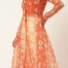 Orange Digital Printed Kurta Set With Pant Festive Wear