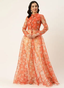Orange Digital Printed Kurta Set With Pant Festive Wear -Indo Clothing Shop Orange Digital Printed Kurta Set With Pant KSBS02305246 u