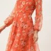 Orange Digital Printed Organza Dress After Six Wear
