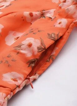 Orange Digital Printed Organza Dress After Six Wear -Indo Clothing Shop Orange Digital Printed Organza Dress DRBS02303873 rrc3