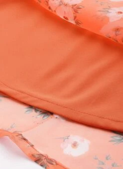 Orange Digital Printed Organza Dress After Six Wear -Indo Clothing Shop Orange Digital Printed Organza Dress DRBS02303873 rrc4