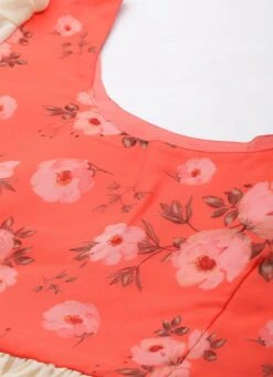 Orange N Off White Printed Dress Festive Wear -Indo Clothing Shop Orange N Off White Printed Dress DRBS02303892 rrc1