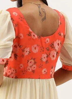 Orange N Off White Printed Dress Festive Wear -Indo Clothing Shop Orange N Off White Printed Dress DRBS02303892 rrc2