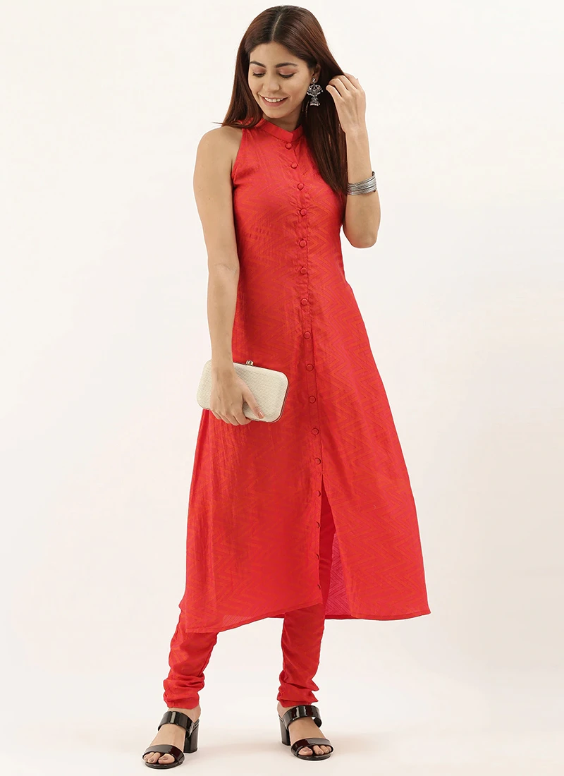 Orange N Pink Art Silk Narrow Straight Pant Festive Wear 3 Orange N Pink Art Silk Narrow Straight Pant Festive Wear - Image 3