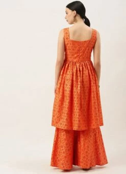 Orange Printed Kurta N Gharara Set Festive Wear 9 Orange Printed Kurta N Gharara Set Festive Wear -Indo Clothing Shop Orange Printed Kurta N Gharara Set KSBS02108666 b