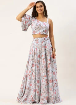 Skirt From Pale Blue Lily Art Silk Printed Skirt Set After Six Wear 10 Skirt From Pale Blue Lily Art Silk Printed Skirt Set After Six Wear -Indo Clothing Shop Pale Blue Lily Art Silk Printed Skirt Set IWBS02302383 u
