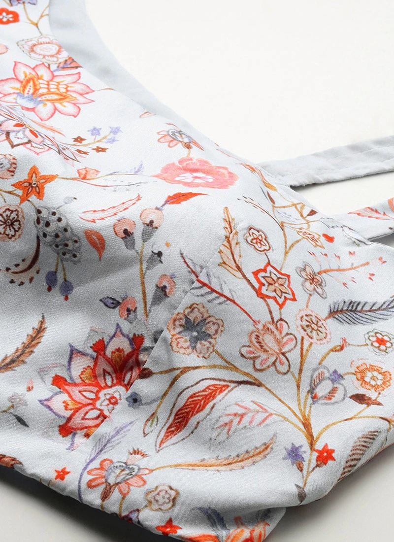 Skirt From Pale Blue Lily Art Silk Printed Skirt Set After Six Wear 5 Skirt From Pale Blue Lily Art Silk Printed Skirt Set After Six Wear - Image 5