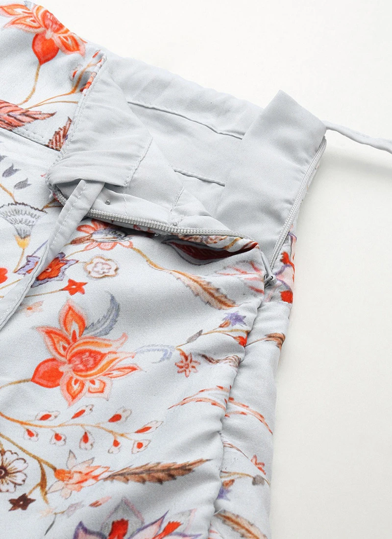 Skirt From Pale Blue Lily Art Silk Printed Skirt Set After Six Wear 6 Skirt From Pale Blue Lily Art Silk Printed Skirt Set After Six Wear - Image 6