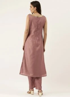 Pale Mauve Satin Boat Neck N Straight Pant Suit Festive Wear -Indo Clothing Shop Pale Mauve Satin Boat Neck N Straight Pant Suit KSBS02009865 b