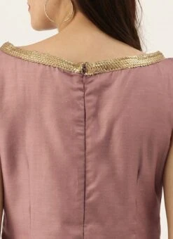 Pale Mauve Satin Boat Neck N Straight Pant Suit Festive Wear -Indo Clothing Shop Pale Mauve Satin Boat Neck N Straight Pant Suit KSBS02009865 rrc4