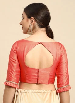 Peach Art Silk Blouse Festive Wear -Indo Clothing Shop Peach Art Silk Blouse BLBS02304991 b