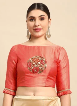 Peach Art Silk Blouse Festive Wear -Indo Clothing Shop Peach Art Silk Blouse BLBS02304991 u