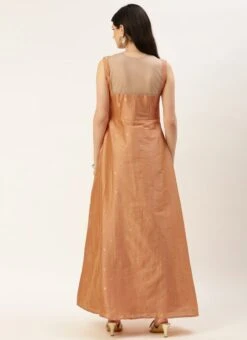 Peach Art Silk Jacquard Dress Festive Wear 10 Peach Art Silk Jacquard Dress Festive Wear -Indo Clothing Shop Peach Art Silk Jacquard Dress DRBS02212489 b