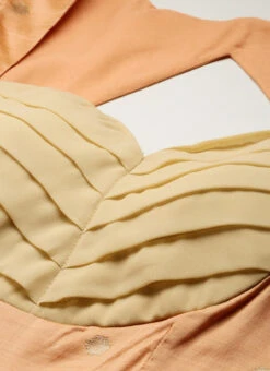 Peach Art Silk Jacquard Pleated Yoke Gown Wedding Wear -Indo Clothing Shop Peach Art Silk Jacquard Pleated Yoke Gown IWBS02212540 rrc1