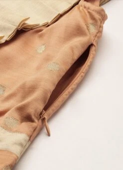 Peach Art Silk Jacquard Ruffled Dress Festive Wear 14 Peach Art Silk Jacquard Ruffled Dress Festive Wear -Indo Clothing Shop Peach Art Silk Jacquard Ruffled Dress DRBS02211144 rrc3