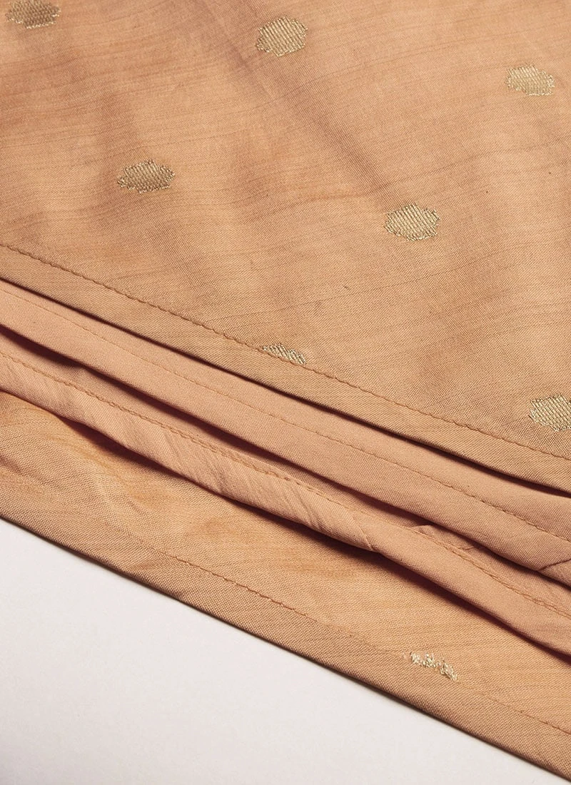 Peach Art Silk Jacquard Ruffled Dress Festive Wear 8 Peach Art Silk Jacquard Ruffled Dress Festive Wear - Image 8