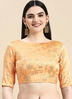 Peach Brocade Blouse Festive Wear Wedding Wear -Indo Clothing Shop Peach Brocade Blouse BLBS02210831 u 1