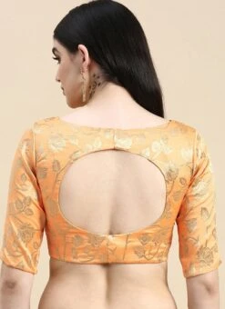 Peach Brocade Blouse Festive Wear Wedding Wear -Indo Clothing Shop Peach Brocade Blouse BLBS02210831 rrc2 1