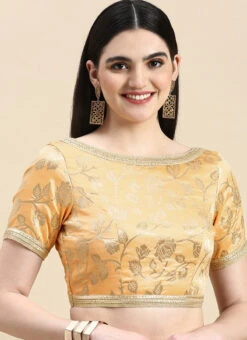 Peach Brocade Half Sleeve Blouse Festive Wear Wedding Wear 10 Peach Brocade Half Sleeve Blouse Festive Wear Wedding Wear -Indo Clothing Shop Peach Brocade Half Sleeve Blouse BLBS02210826 u 1
