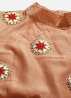 Peach Embroidered Fabric Kurta Straight Pant Set Festive Wear -Indo Clothing Shop Peach Embroidered Fabric Kurta Straight Pant Set KSBS01912107 rrc1