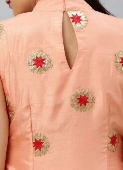 Peach Embroidered Fabric Kurta Straight Pant Set Festive Wear -Indo Clothing Shop Peach Embroidered Fabric Kurta Straight Pant Set KSBS01912107 rrc3