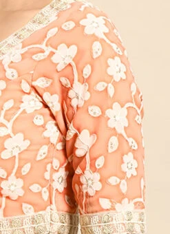 Peach Embroidered Georgette Blouse Festive Wear 14 Peach Embroidered Georgette Blouse Festive Wear -Indo Clothing Shop Peach Embroidered Georgette Blouse BLBS02305185 rrc3