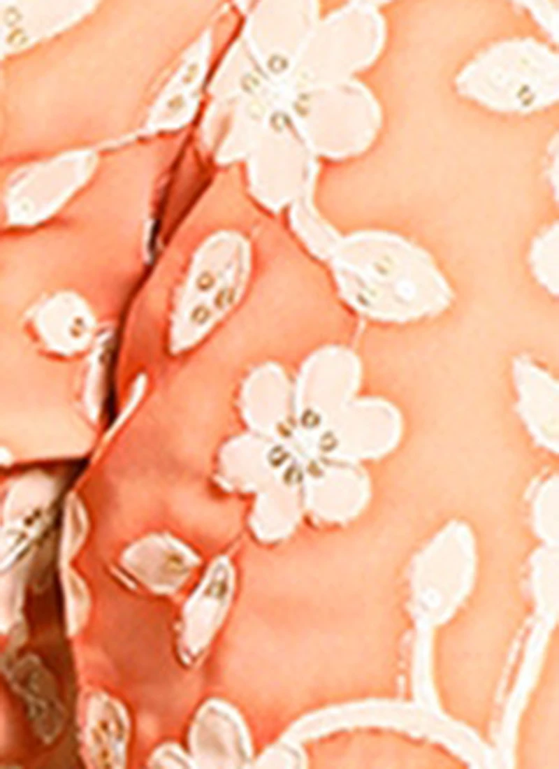 Peach Embroidered Georgette Blouse Festive Wear 8 Peach Embroidered Georgette Blouse Festive Wear - Image 8