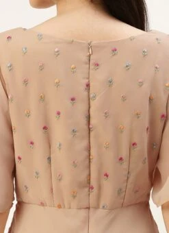 Peach Embroidered Georgette Dress Festive Wear 12 Peach Embroidered Georgette Dress Festive Wear -Indo Clothing Shop Peach Embroidered Georgette Dress DRBS02210931 rrc2