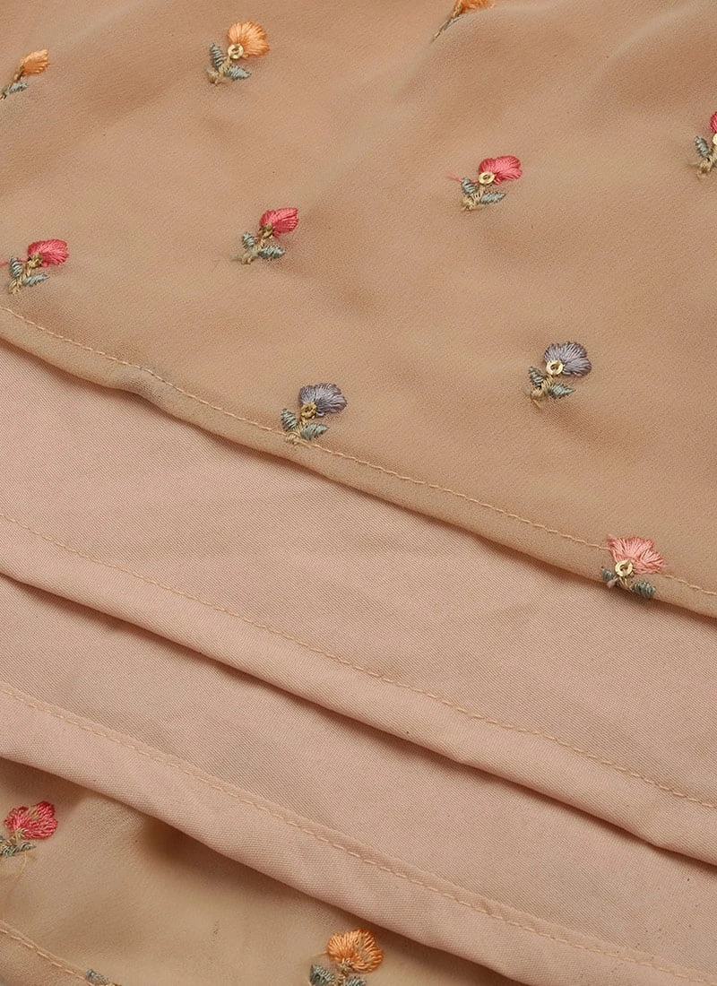 Peach Embroidered Georgette Dress Festive Wear 7 Peach Embroidered Georgette Dress Festive Wear - Image 7
