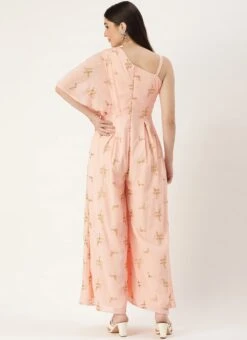 Peach Embroidered Jumpsuit Festive Wear -Indo Clothing Shop Peach Embroidered Jumpsuit DRBS02306363 b