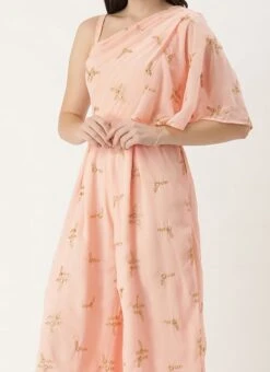 Peach Embroidered Jumpsuit Festive Wear