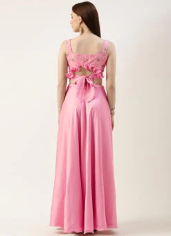 Skirt From Peach Embroidered N Pink Satin Skirt Set After Six Wear -Indo Clothing Shop Peach Embroidered N Pink Satin Skirt Set IWBS02211106 b