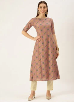 Peach Foil Print N Beige Straight Pant Suit Festive Wear 10 Peach Foil Print N Beige Straight Pant Suit Festive Wear -Indo Clothing Shop Peach Foil Print N Beige Straight Pant Suit KSBS02111139 u