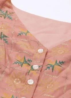 Peach Foil Printed A Line Dress After Six Wear Work Wear -Indo Clothing Shop Peach Foil Printed A line Dress DRBS02111070 rrc1 1