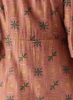 Peach Foil Printed A Line Dress Work Wear 13 Peach Foil Printed A Line Dress Work Wear -Indo Clothing Shop Peach Foil Printed A line Dress DRBS02111070 rrc2