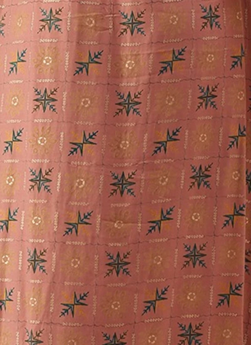 Peach Foil Printed A Line Dress Work Wear 7 Peach Foil Printed A Line Dress Work Wear - Image 7
