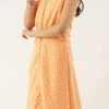 Peach Foil Printed Cotton Maxi Dress After Six Wear Festive Wear