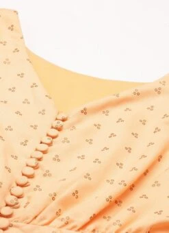 Peach Foil Printed Cotton Maxi Dress After Six Wear Festive Wear -Indo Clothing Shop Peach Foil Printed Cotton Maxi Dress DRBS02206182 rrc1