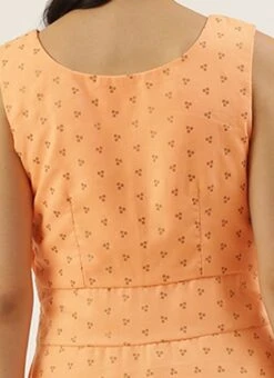 Peach Foil Printed Cotton Maxi Dress After Six Wear Festive Wear -Indo Clothing Shop Peach Foil Printed Cotton Maxi Dress DRBS02206182 rrc2