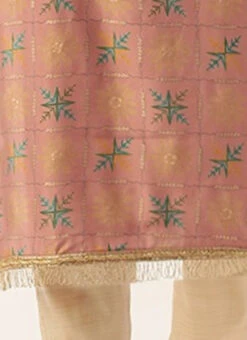Peach Foil Printed Kurta N Straight Pant Set Festive Wear Work Wear -Indo Clothing Shop Peach Foil Printed Kurta N Straight Pant Set KSBS02111148 rrc4