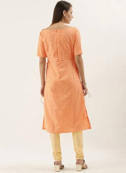 Peach Foil Printed Rayon Calf Length Kurta Set After Six Wear 11 Peach Foil Printed Rayon Calf Length Kurta Set After Six Wear -Indo Clothing Shop Peach Foil Printed Rayon Calf Length Kurta Set KSBS01909188 b