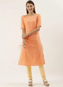 Peach Foil Printed Rayon Calf Length Kurta Set After Six Wear 10 Peach Foil Printed Rayon Calf Length Kurta Set After Six Wear -Indo Clothing Shop Peach Foil Printed Rayon Calf Length Kurta Set KSBS01909188 u