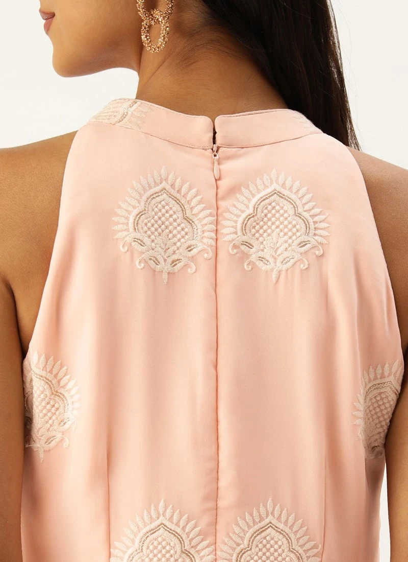 Peach Georgette Embroidered Dress Festive Wear 6 Peach Georgette Embroidered Dress Festive Wear - Image 6