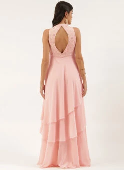 Peach Georgette Embroidered Gown Festive Wear 11 Peach Georgette Embroidered Gown Festive Wear -Indo Clothing Shop Peach Georgette Embroidered Gown IWBS02206270 b