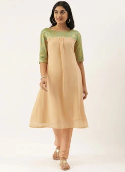 Peach N Green Straight Pant Kurta Set Festive Wear -Indo Clothing Shop Peach N Green Straight Pant Kurta Set KSBS02101752 u