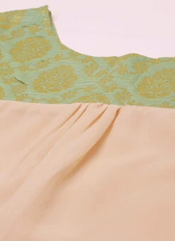 Peach N Green Straight Pant Kurta Set Festive Wear -Indo Clothing Shop Peach N Green Straight Pant Kurta Set KSBS02101752 rrc1